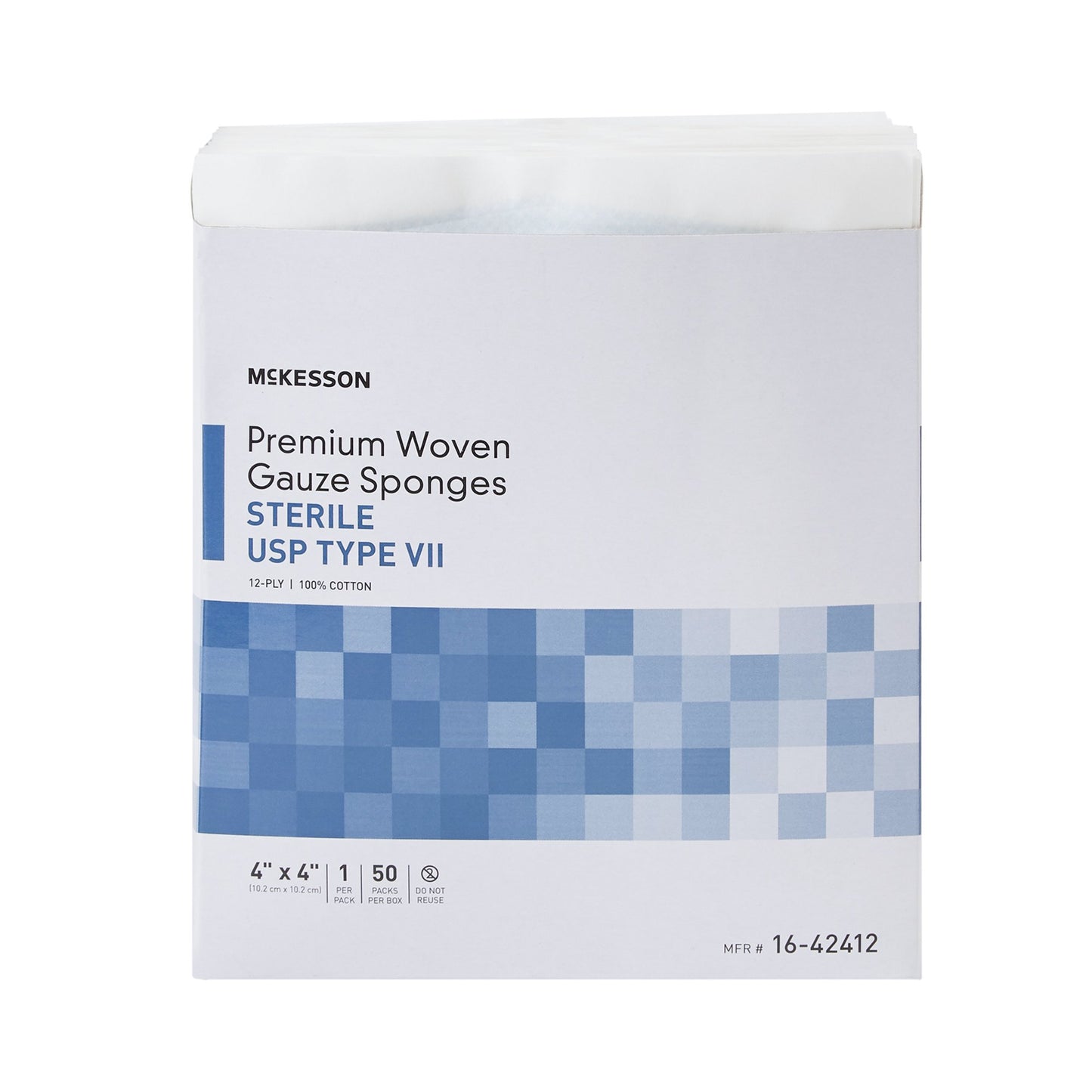 McKesson Sterile USP Type VII Gauze Sponge, 4 x 4 Inch, 12-Ply 16-42412