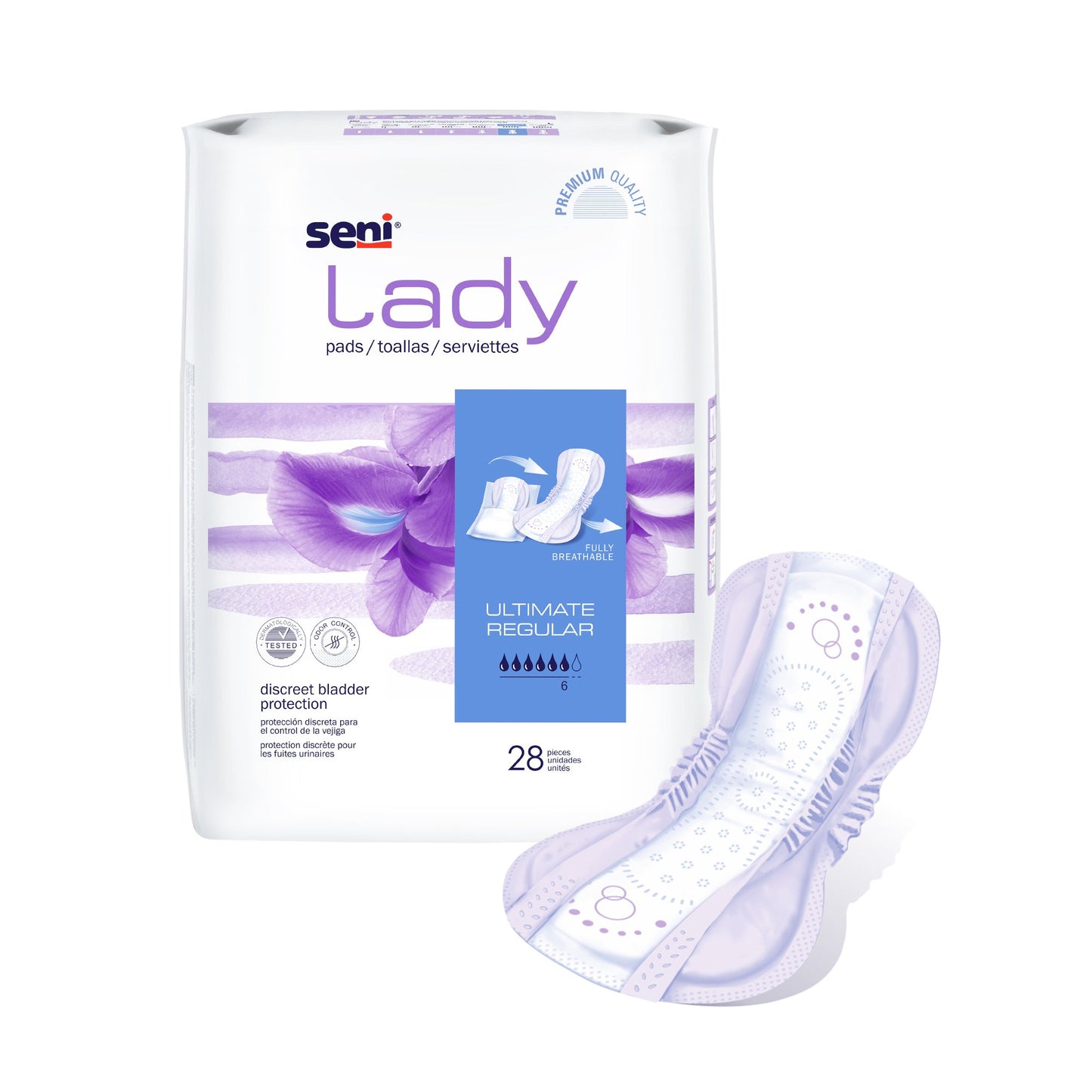 Seni® Lady Ultimate Absorbency Bladder Control Pads, Regular S-6P28-PS1