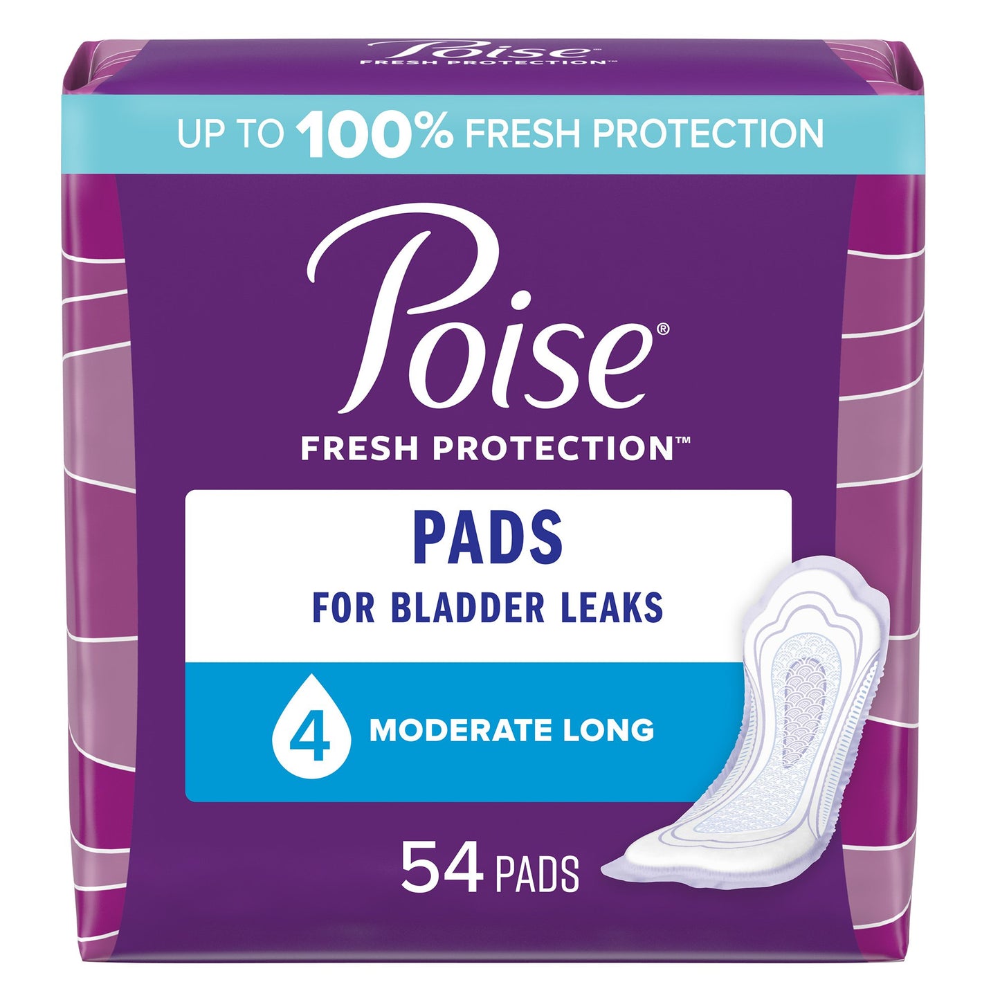 Bladder Control Pad Poise® Fresh Protection™ 12.20 Inch Length Moderate Absorbency Sodium Polyacrylate Core One Size Fits Most - 39299