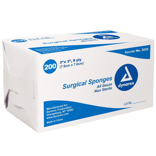 Gauze Sponge Dynarex® 3 X 3 Inch 8-Ply NonSterile 200 per Pack - 3232