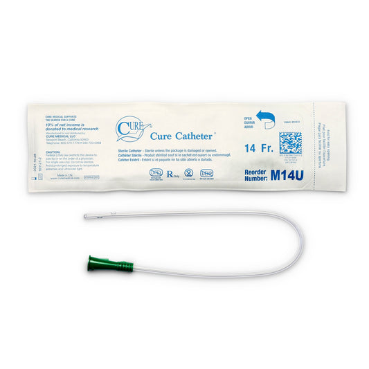 Urethral Catheter Cure Catheter® Straight Tip Uncoated PVC 14 Fr. 16 Inch - M14U