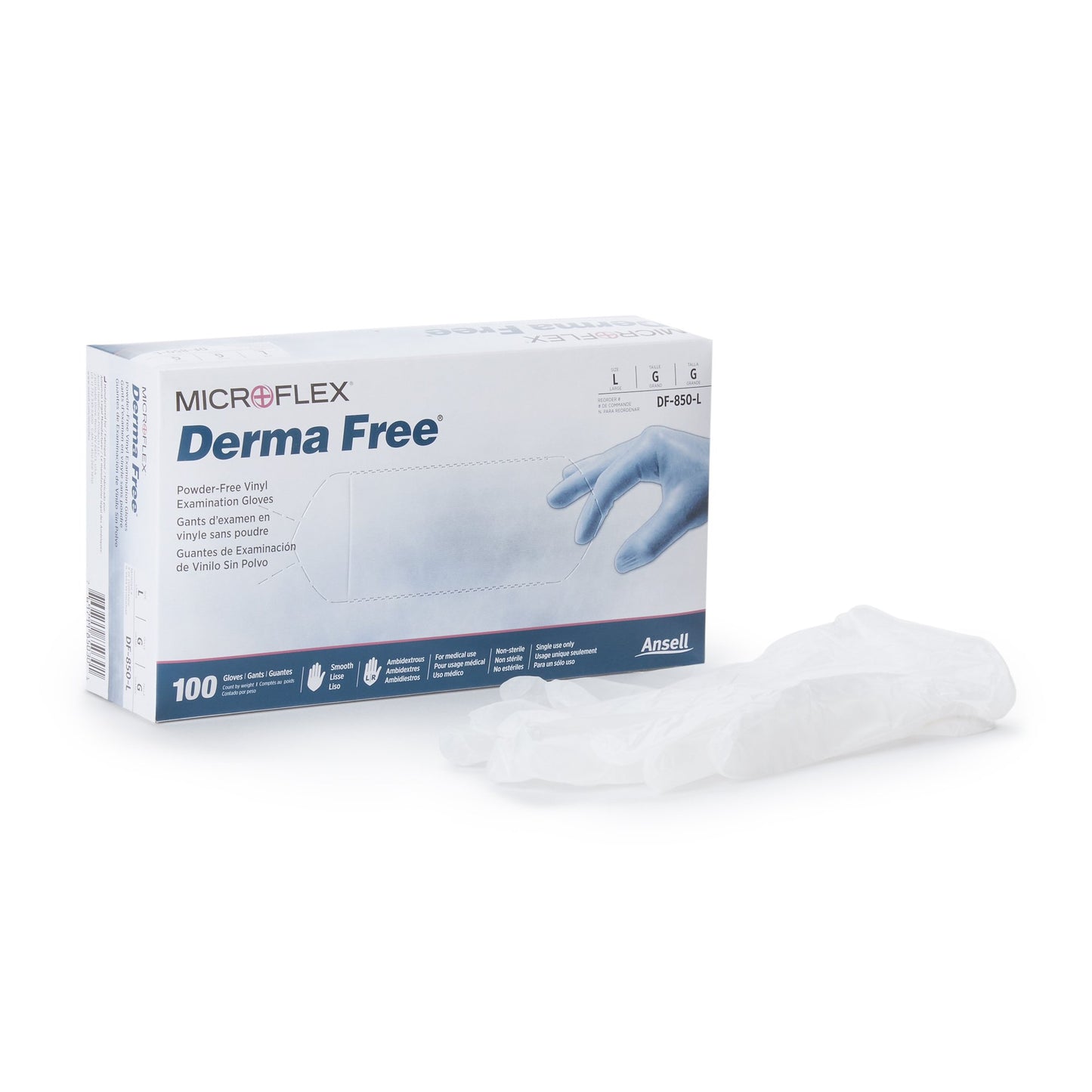 Derma Free™ Vinyl Exam Glove, Large, Clear DF-850-L
