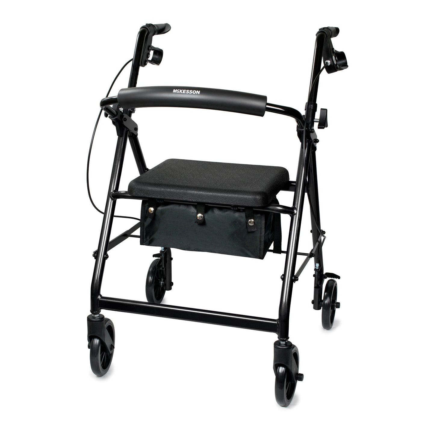 4 Wheel Rollator McKesson Black Adjustable Height / Folding Aluminum Frame - 146-R726BK