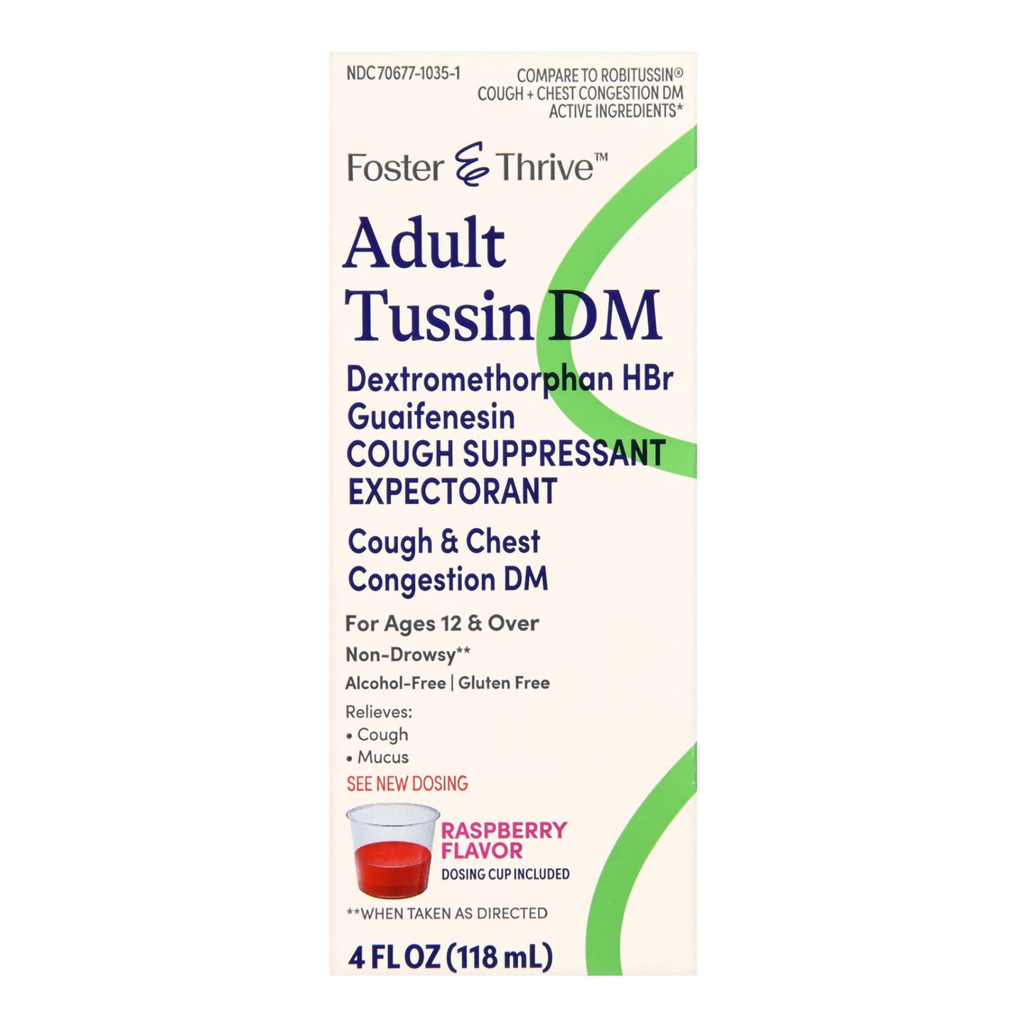 Foster & Thrive™ Adult Tussin DM Liquid, Raspberry Flavor 70677103501
