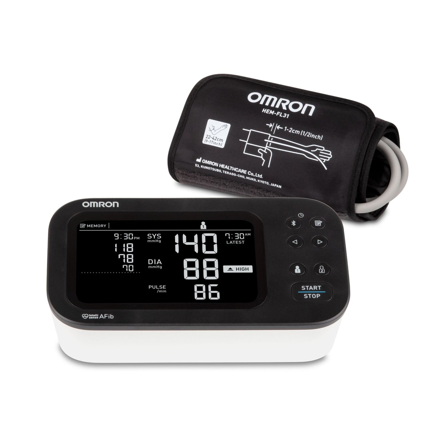 Digital Blood Pressure Monitor Omron 10 Series® Adult Cuff Nylon Cuff 9 to 17 Inch Desk Model BP7465