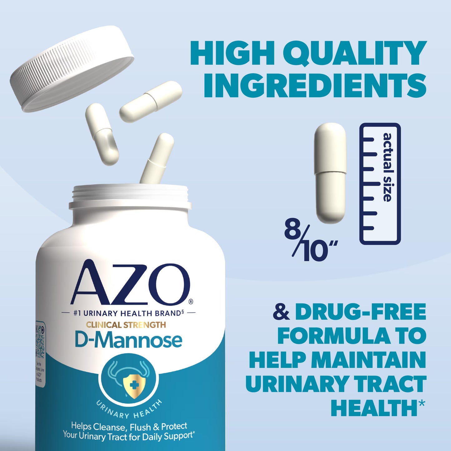 AZO D-Mannose Urinary Tract Health Supplement, Supports UTI Prevention & Bladder Health 787651760261