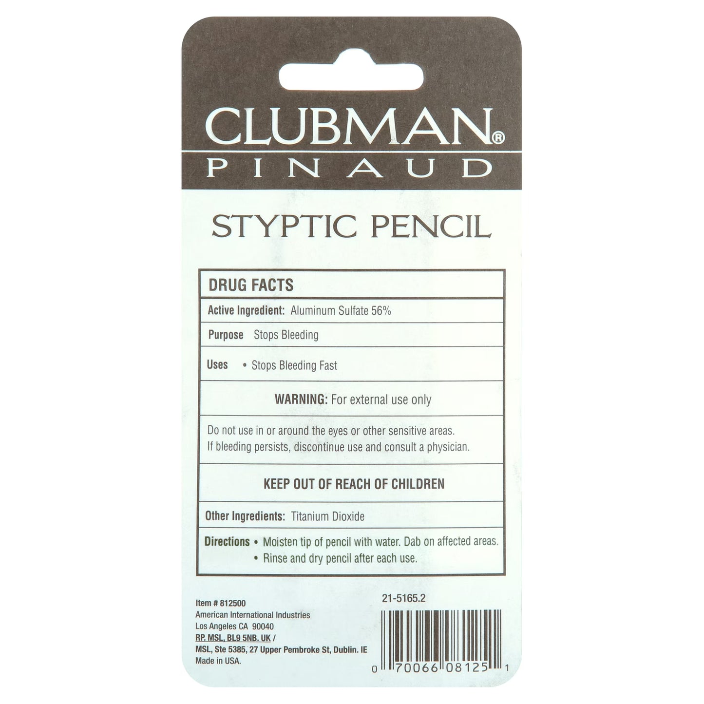 Clubman Styptic Pencil 1 oz Tube