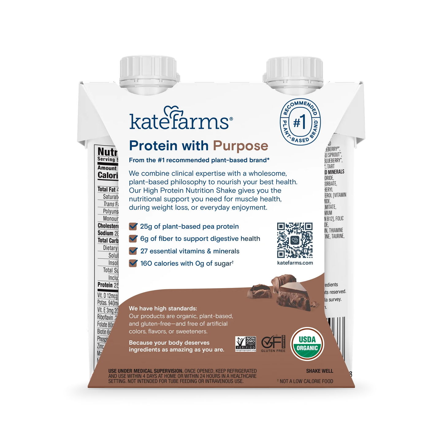Kate Farms Oral Supplement High Protein Chocolate Flavor Liquid 11 oz. 811112031482