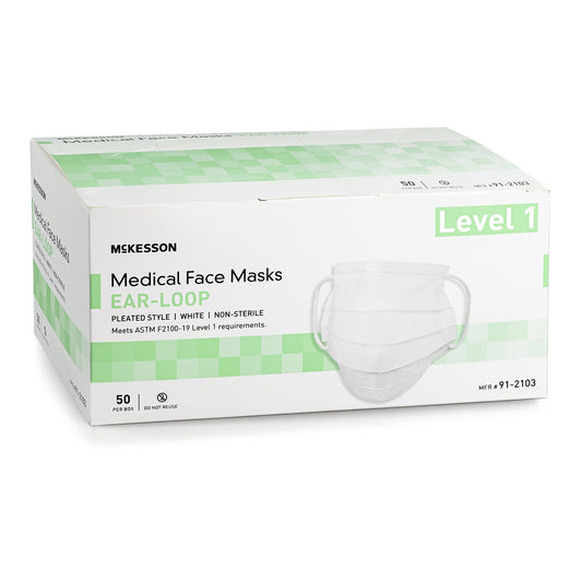 Procedure Mask McKesson ASTM Level 1 Earloops One Size Fits Most - 91-2103