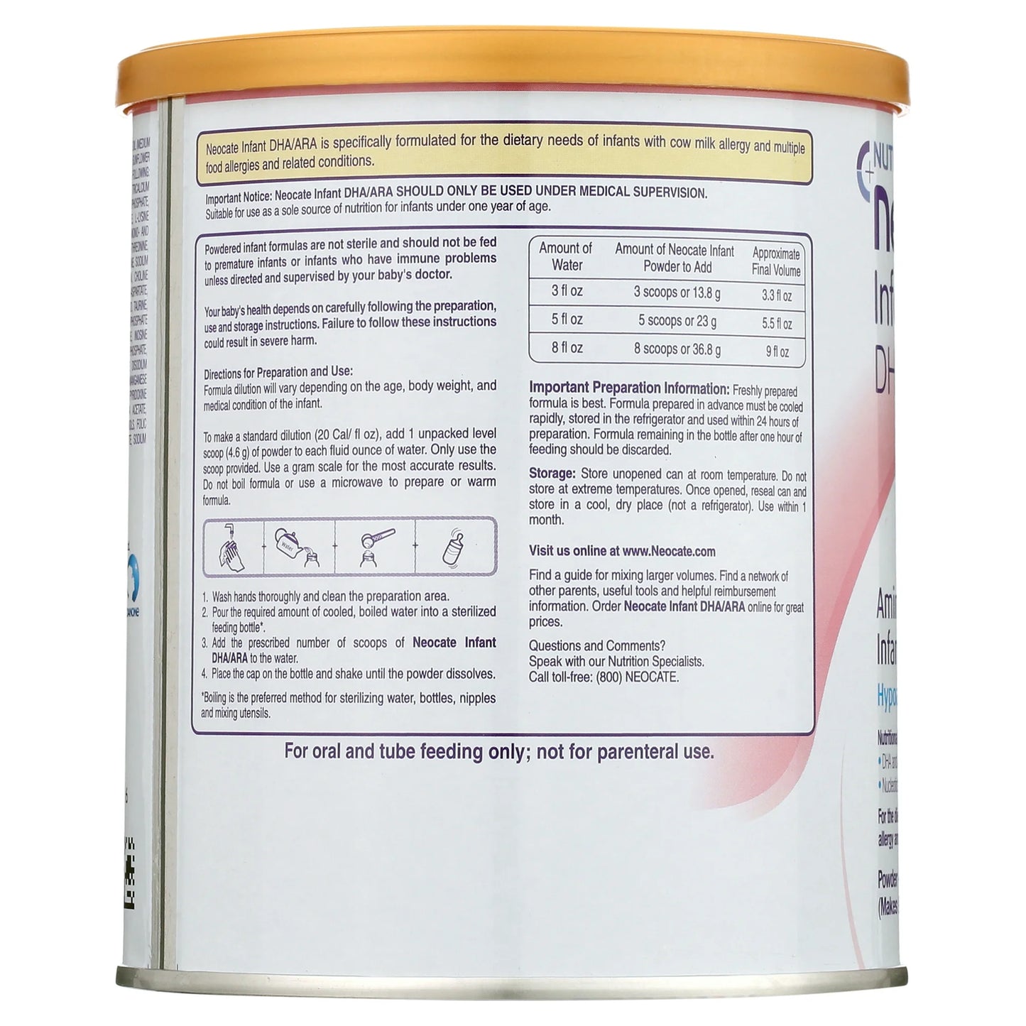 Neocate® Syneo Ready to Use Amino Acid–Based Infant Formula, 400-gram can 127049