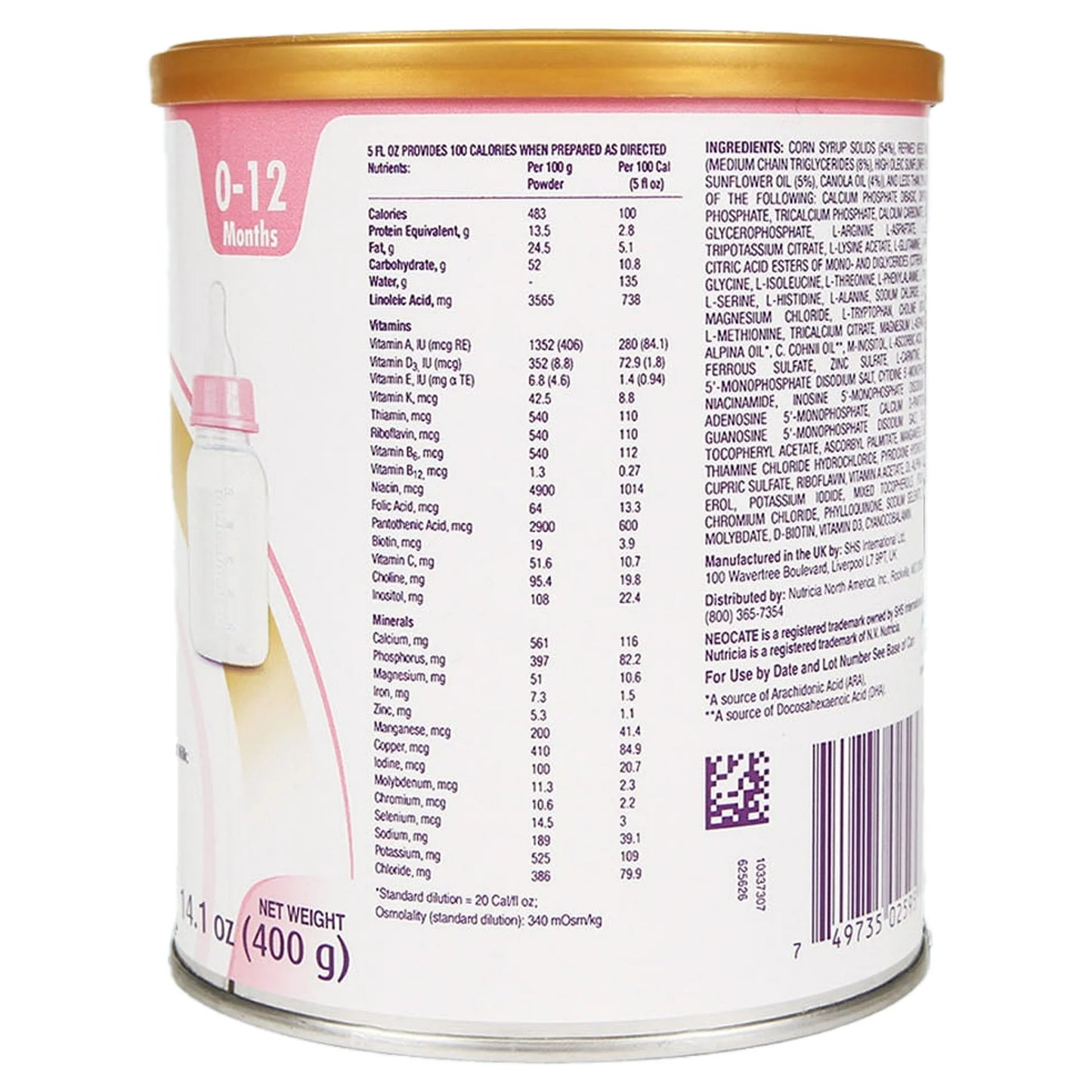 Neocate® Syneo Ready to Use Amino Acid–Based Infant Formula, 400-gram can 127049