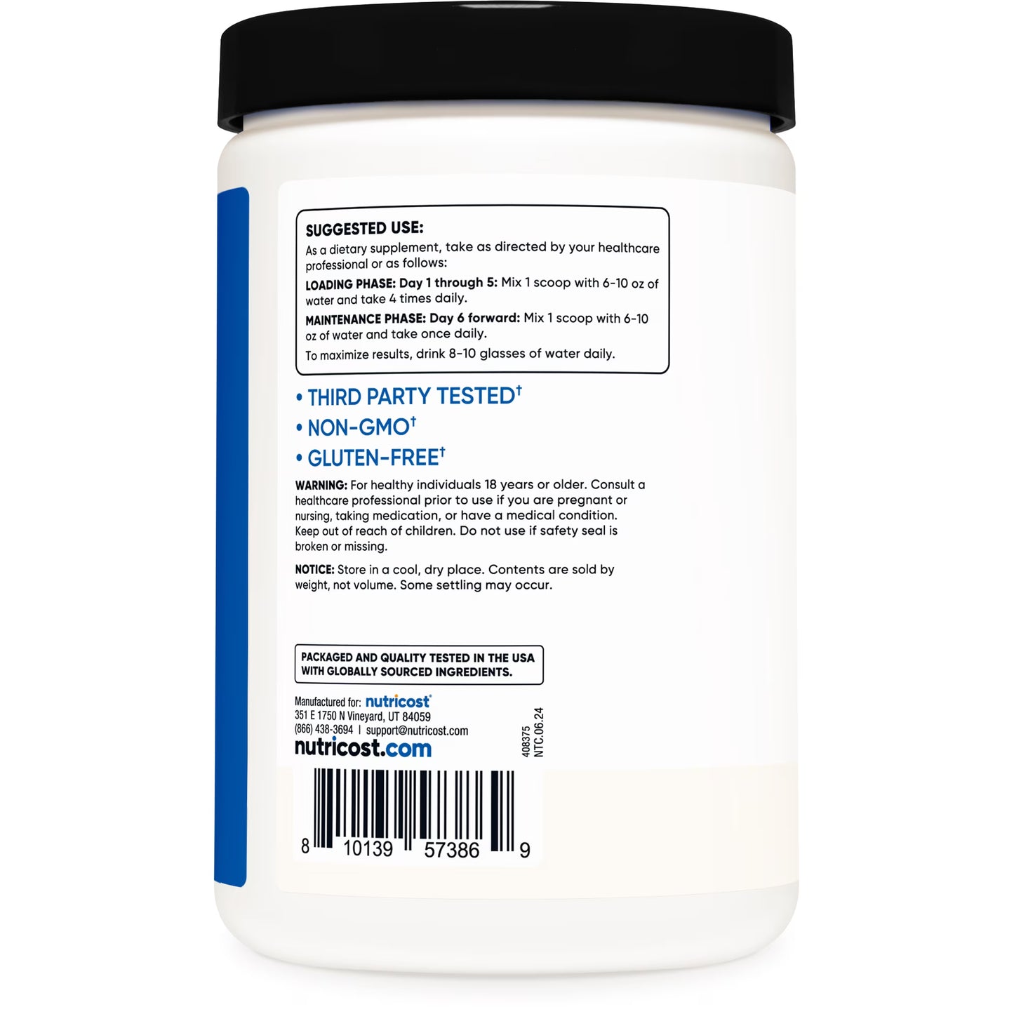 Nutricost Creatine Monohydrate Powder UF (1 lb, 91 Servings) | Amino Acid Supplement for Men and Women NCW015309