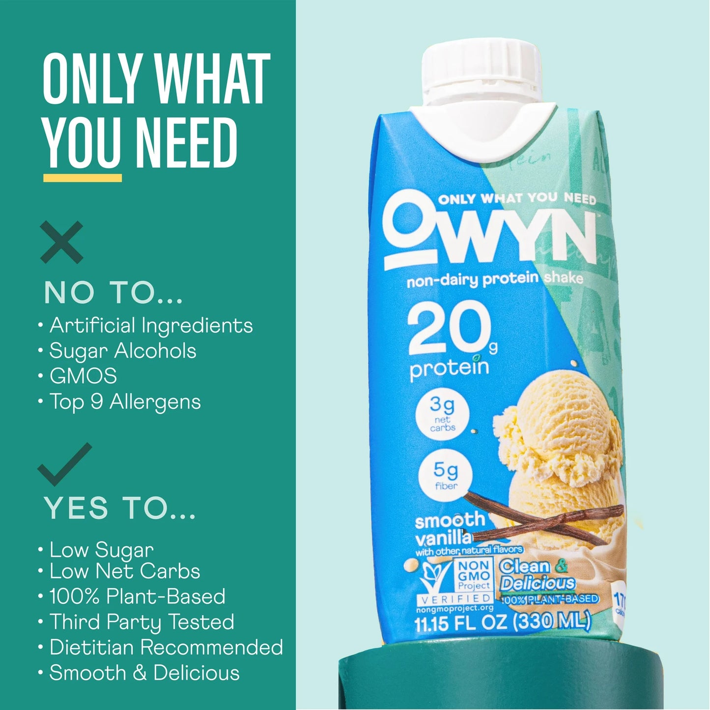 OWYN Plant-Based 20g Dairy Free Plant Based Protein Shake 11.15 fl oz. 4 Pack
