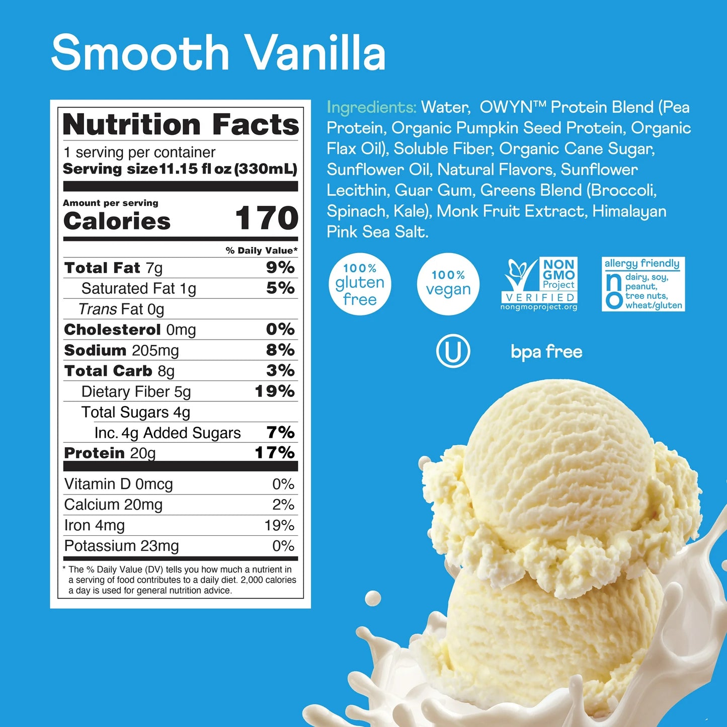 OWYN Plant-Based 20g Dairy Free Plant Based Protein Shake 11.15 fl oz. 4 Pack