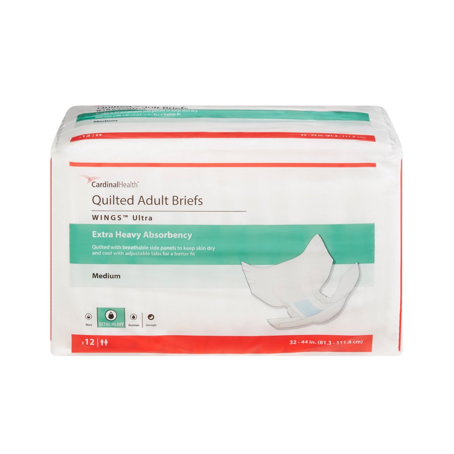 Wings™ Ultra Quilted Extra Heavy Absorbency Incontinence Brief, Medium 77073
