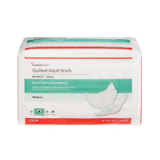 Wings™ Ultra Quilted Extra Heavy Absorbency Incontinence Brief, Medium 77073