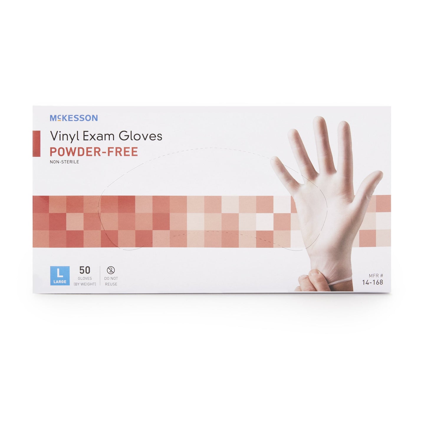 McKesson Confiderm® Vinyl Exam Glove, Large, Clear 14-168