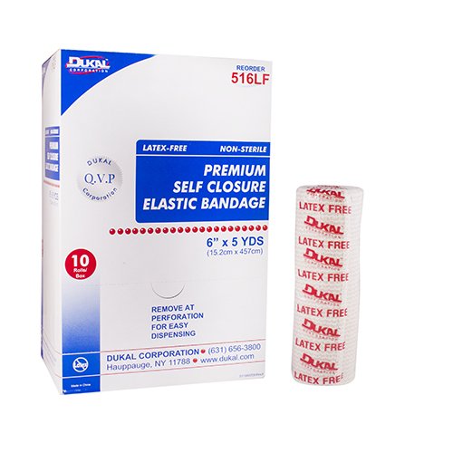 Dukal Dukal Double Hook and Loop Closure Elastic Bandage, 6 Inch x 5 Yard 516LF, 1 Each