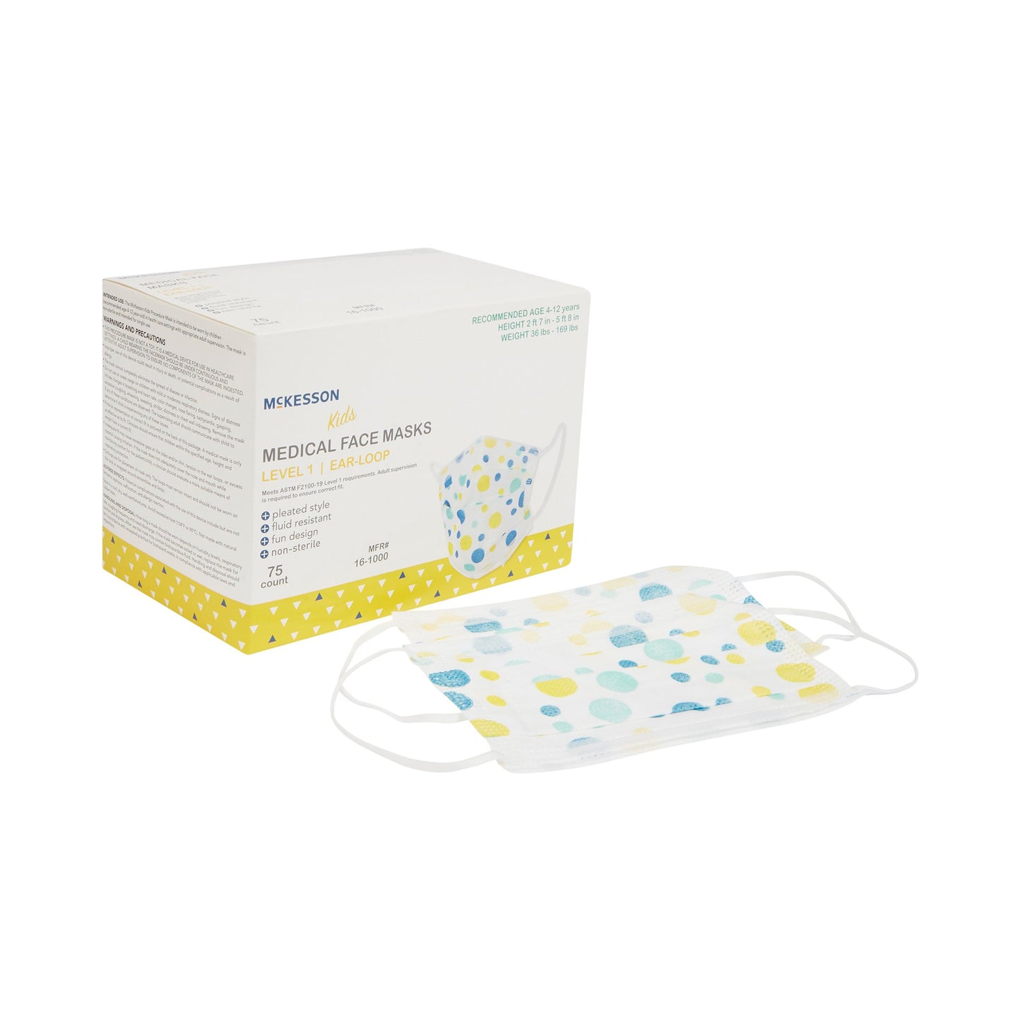 Procedure Mask McKesson ASTM Level 1 Earloops Child Size - 16-1000