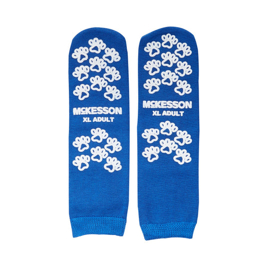 Slipper Socks McKesson Terries™ Unisex Adult X-Large Double Tread Single Patient Use Royal Blue - 40-3816-001