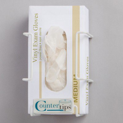 Glove Box Holder Countertips™ Horizontal or Vertical Mounted 1-Box Capacity White 4.3 X 5.9 X 7.7 Inch Coated Wire - 4065