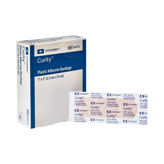Adhesive Strip Curity™ 1 X 3 Inch Plastic Rectangle Tan Sterile - 44115