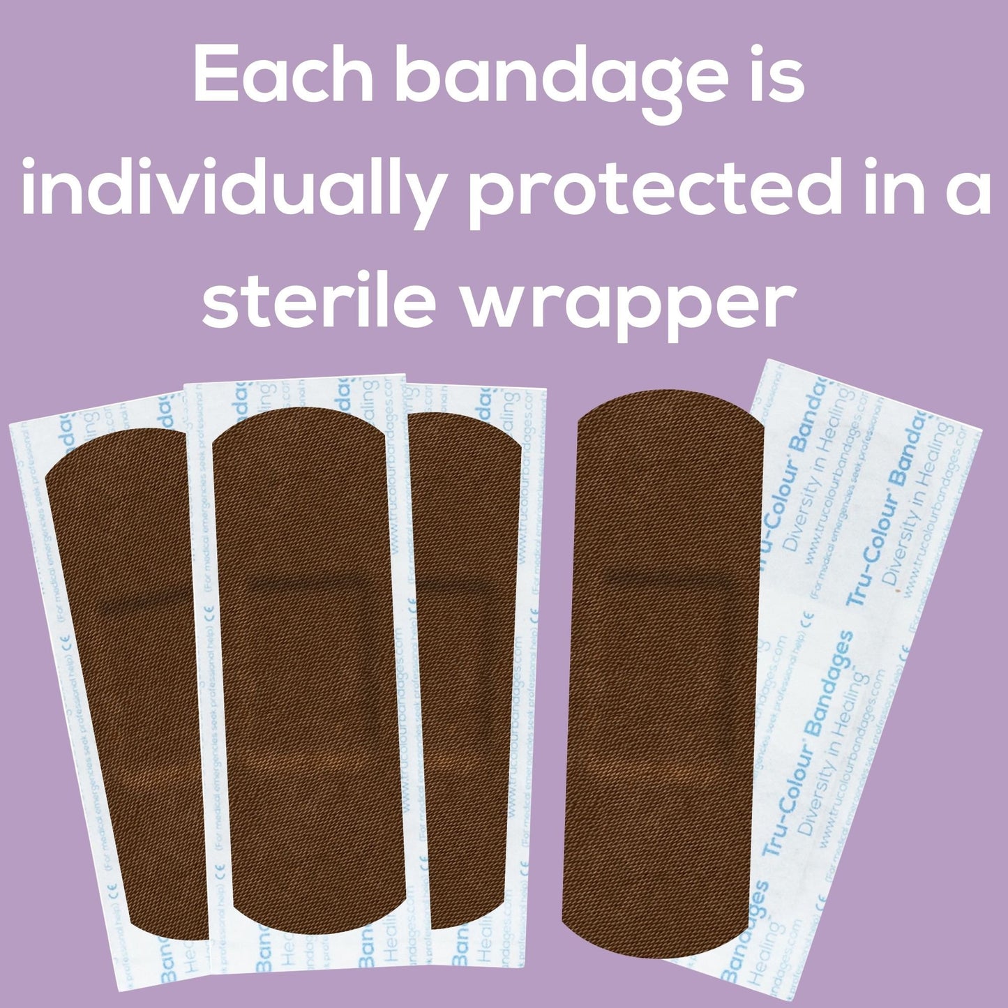 Tru-Colour Skin Tone Shade Fabric Bandage Adhesive Strip, Dark Brown, 1 x 3 Inch TCB-PLS100