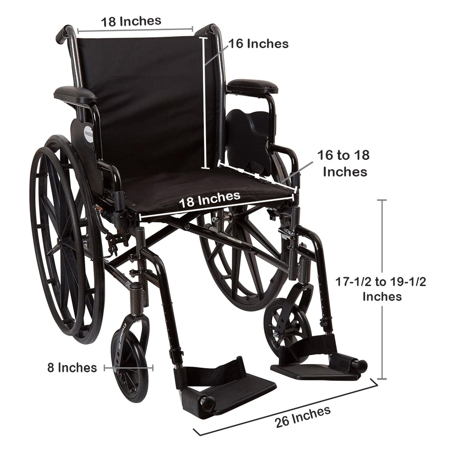 McKesson Lightweight Wheelchair, 18 Inch Seat Width 146-K318DDA-SF