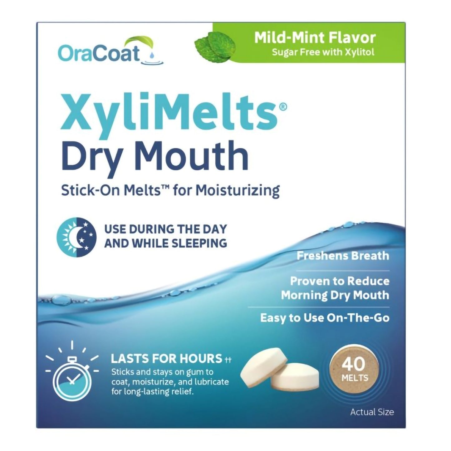 OraCoat XyliMelts Stick-On Melts for Moisturizing, Mild Mint 85593300051