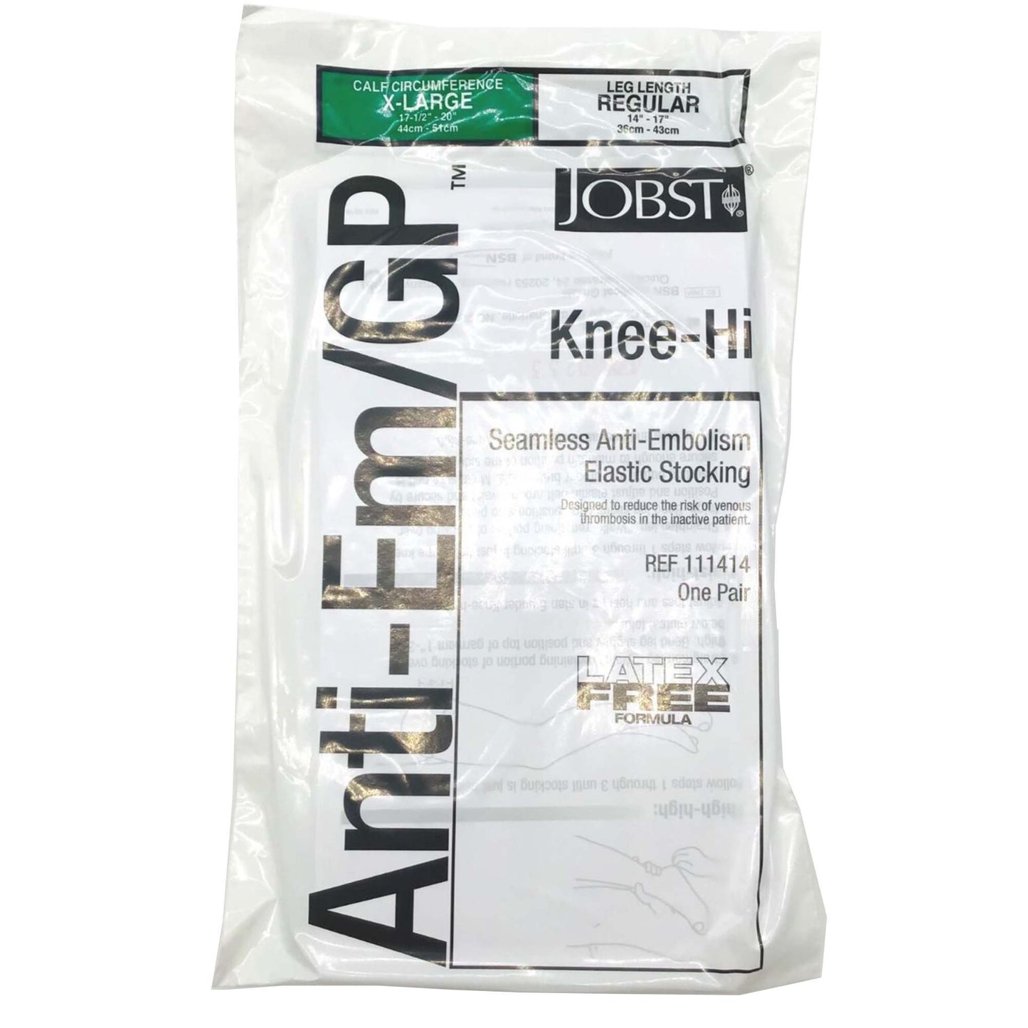 Anti-embolism Stocking JOBST® Anti-embolism/GPT™ Knee High X-Large / Regular White Inspection Toe - 111414