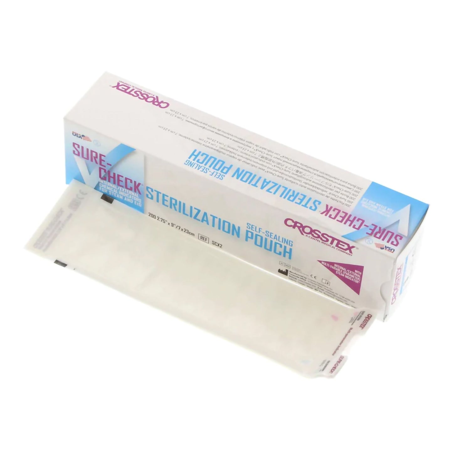 Sterilization Pouch Sure-Check® Ethylene Oxide (EO) Gas / Steam 2-3/4 X 9 Inch Transparent Self Seal Film - SCX2
