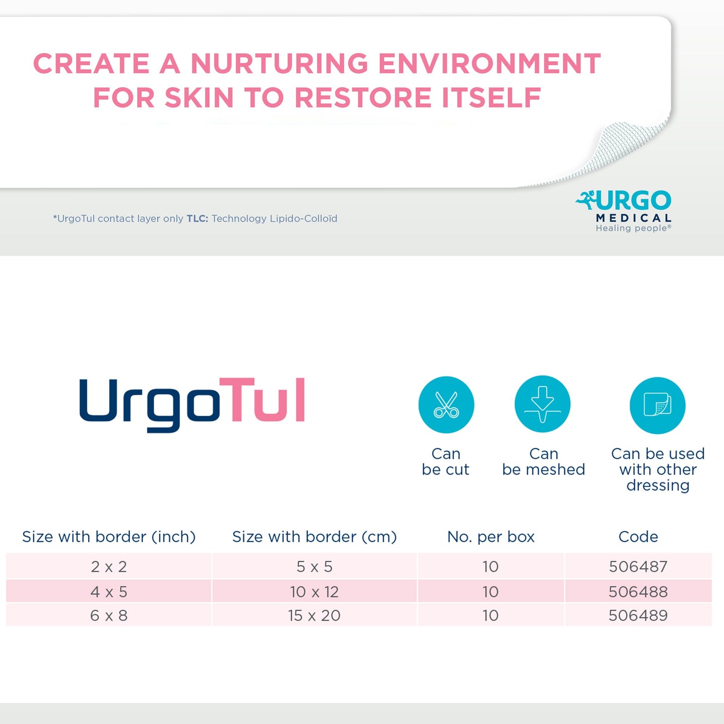 UrgoTul™ Impregnated Contact Layer Dressing, 4 x 5 Inch 506488