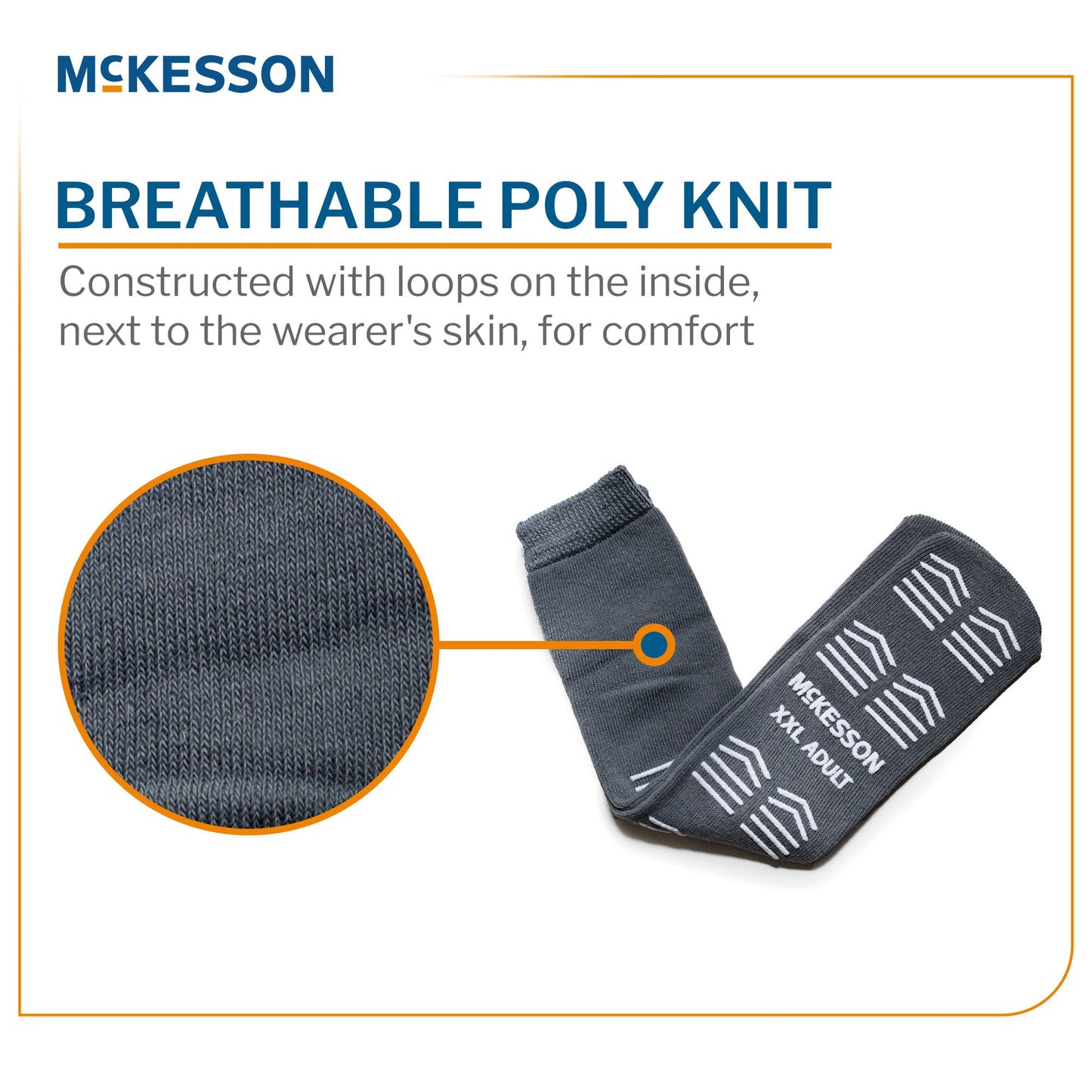 Slipper Socks McKesson Unisex Adult 2X-Large Single Tread Single Patient Use Gray 16-XXL-3800