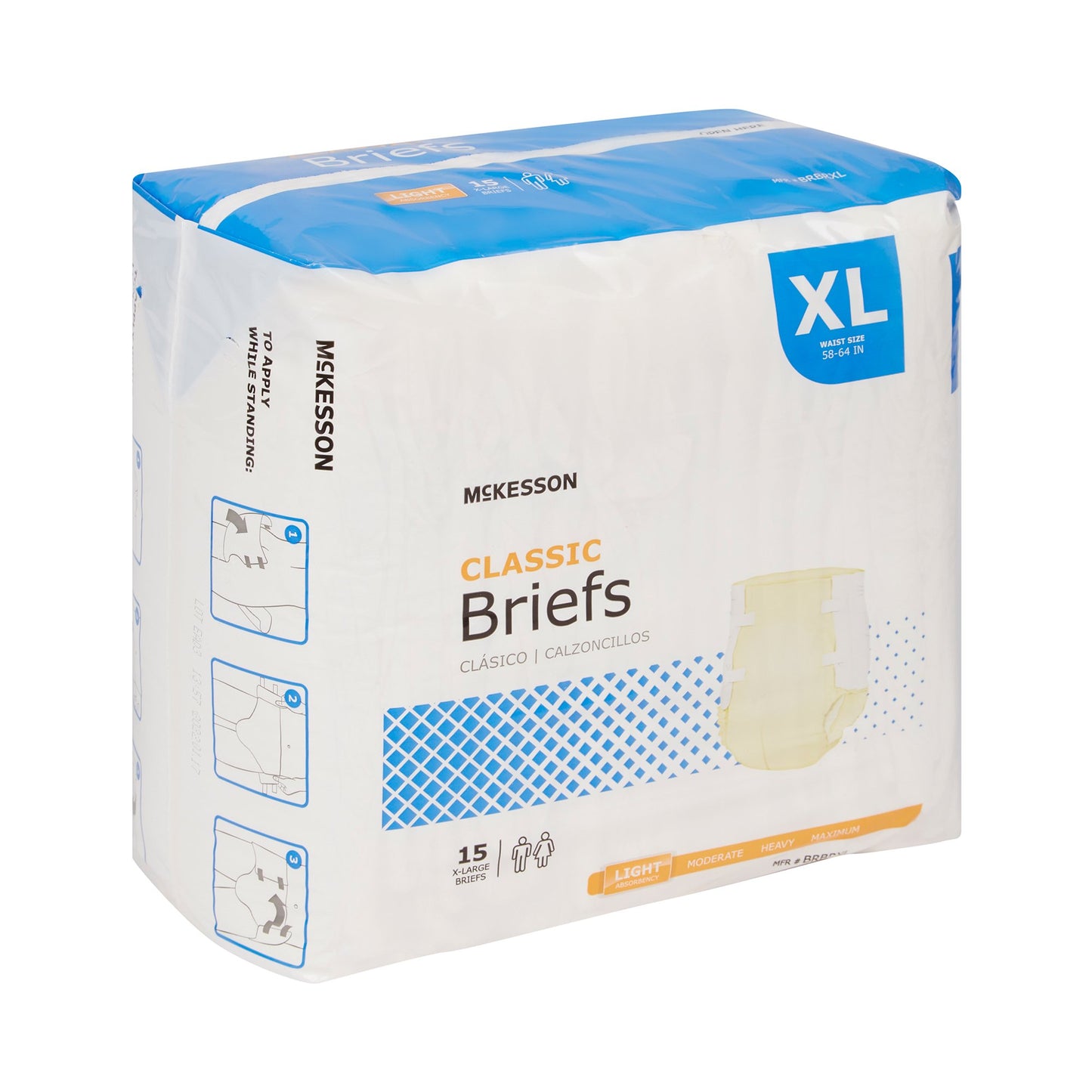 McKesson Classic Light Absorbency Incontinence Brief, Extra Large BRBRXL