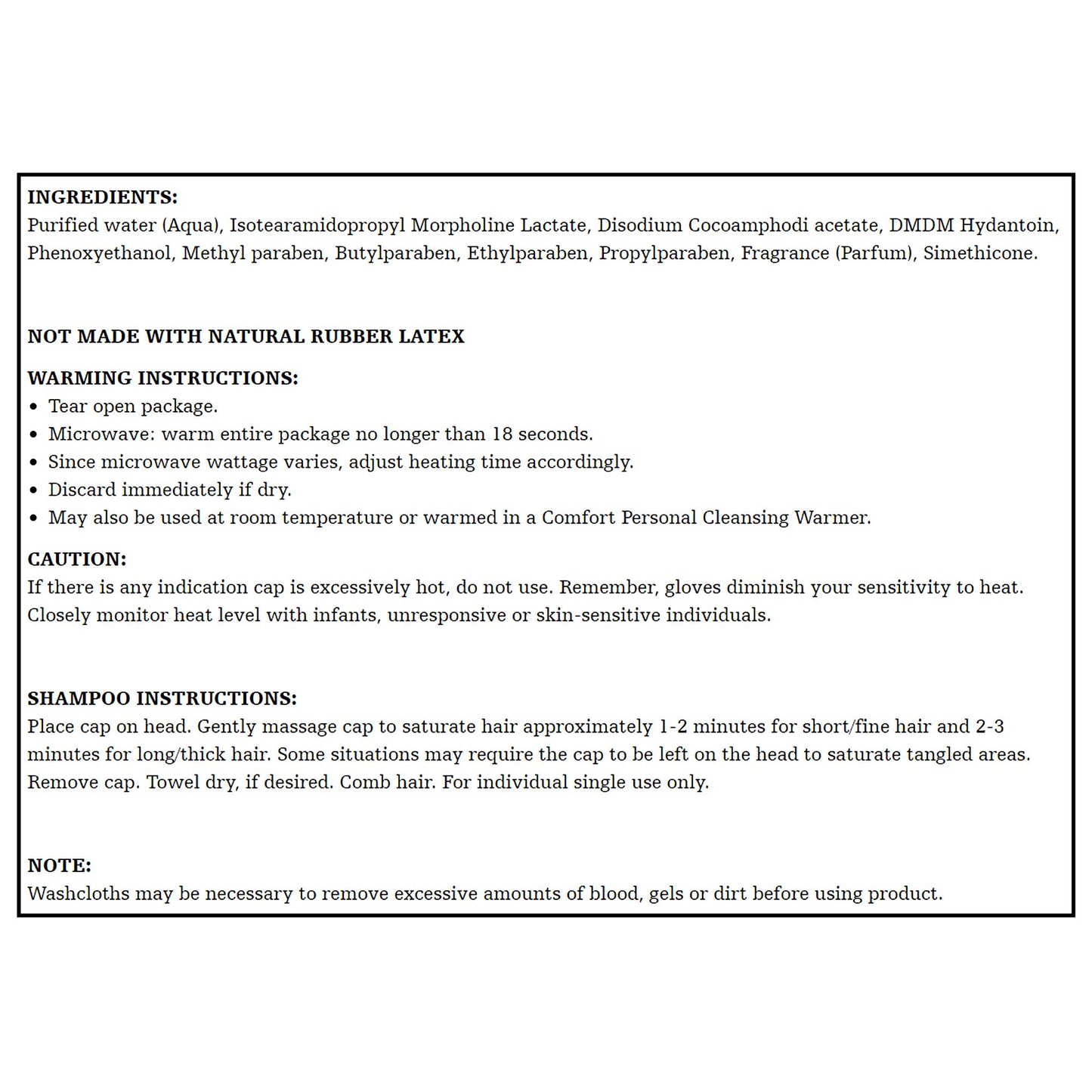 Comfort® Rinse-Free Shampoo Cap, Powder Scent 7909