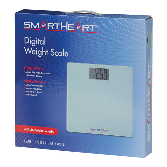 Floor Scale SmartHeart Digital Display 438 lbs. / 199 kg Capacity Gray Battery Operated - 19-101