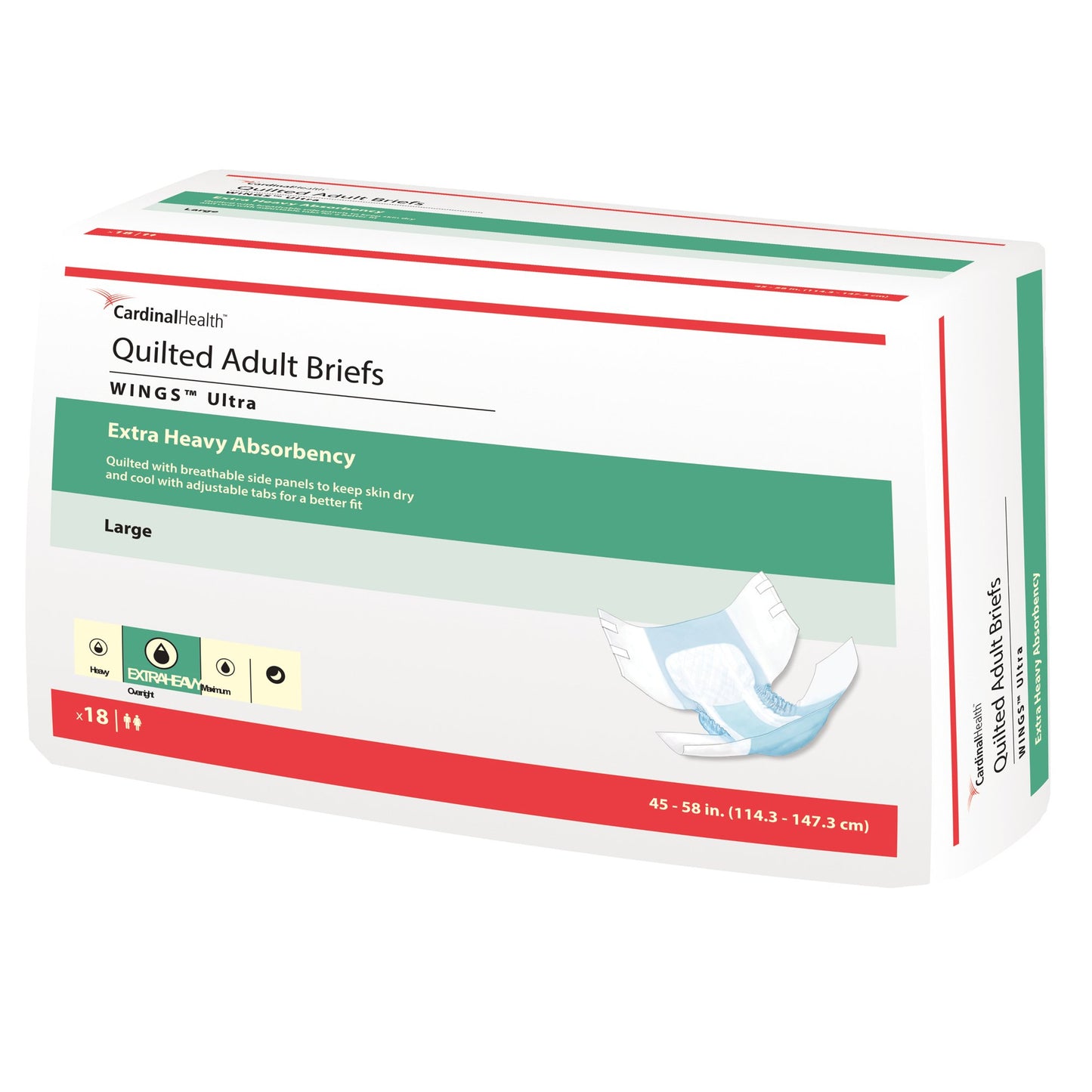 Wings™ Ultra Quilted Extra Heavy Absorbency Incontinence Brief, Large 77074