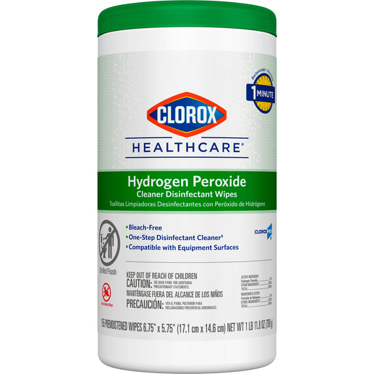 Surface Disinfectant Cleaner Clorox Healthcare® Premoistened Hydrogen Peroxide Based Manual Pull Wipe 155 Count Canister Unscented NonSterile - 30825