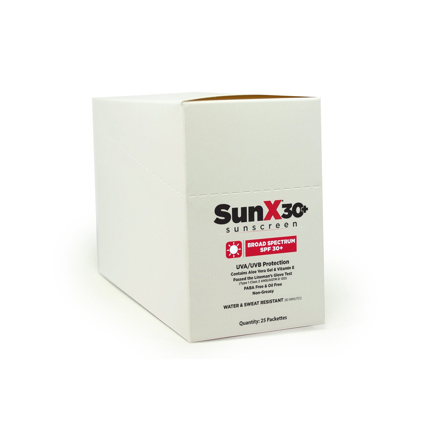 SunX® SPF 30+ Sunscreen with Dispenser Box, Individual Packet 71430