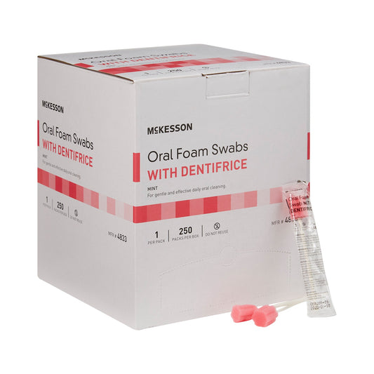 Oral Swab McKesson Dentifrice Foam Tip 1 per Pack - 4833