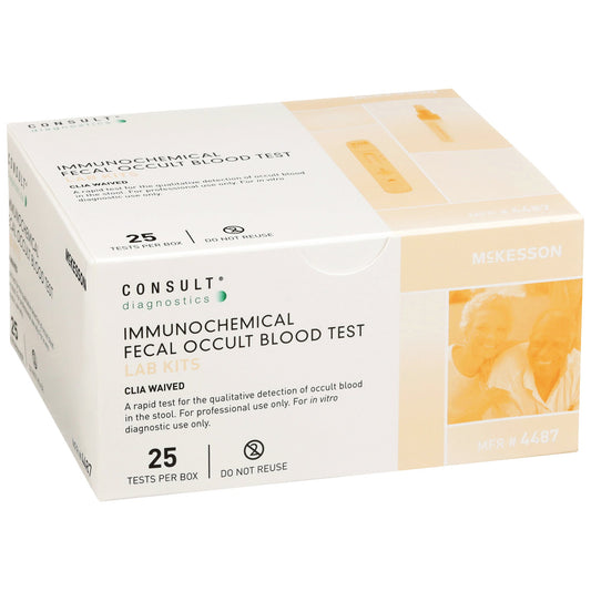 McKesson Brand Consult Fecal Occult Blood (iFOB or FIT) Colorectal Cancer Screening Test Kit 4487, Box of 25