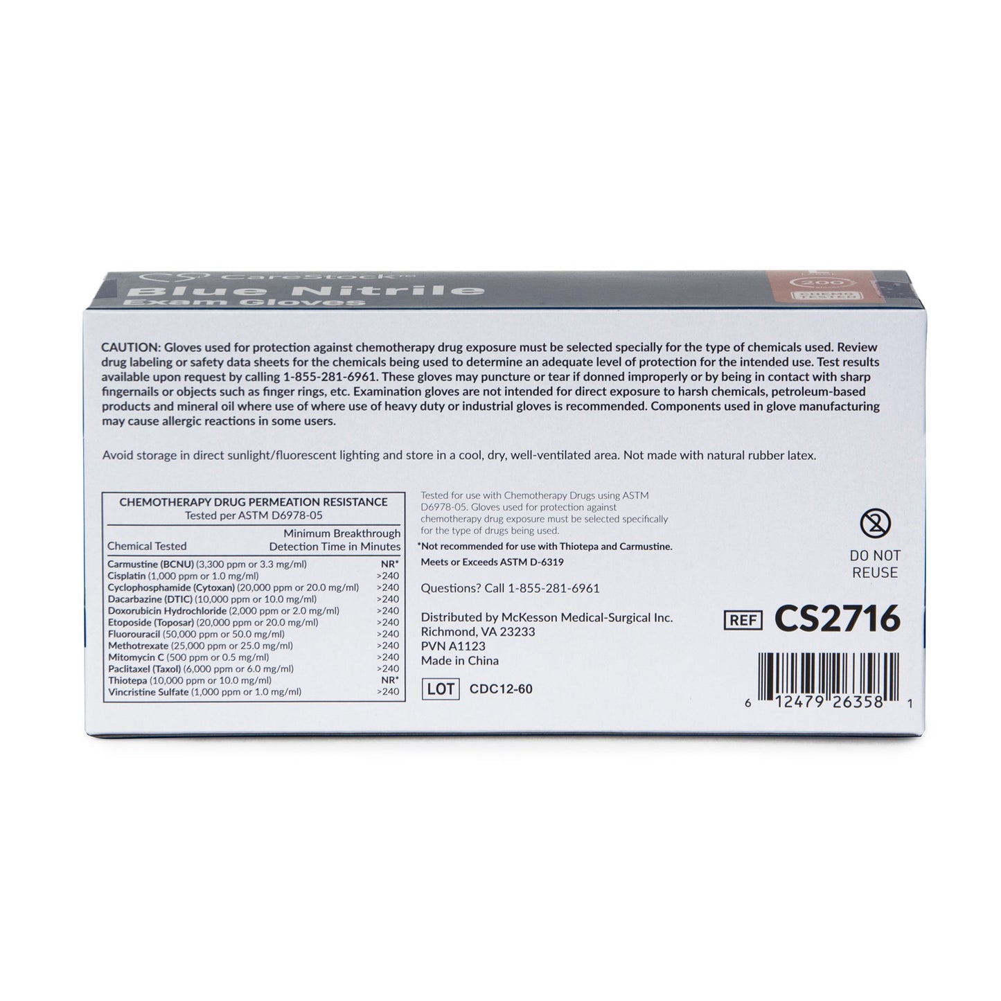 CareStock™ Nitrile Exam Glove, Large, Blue CS2716