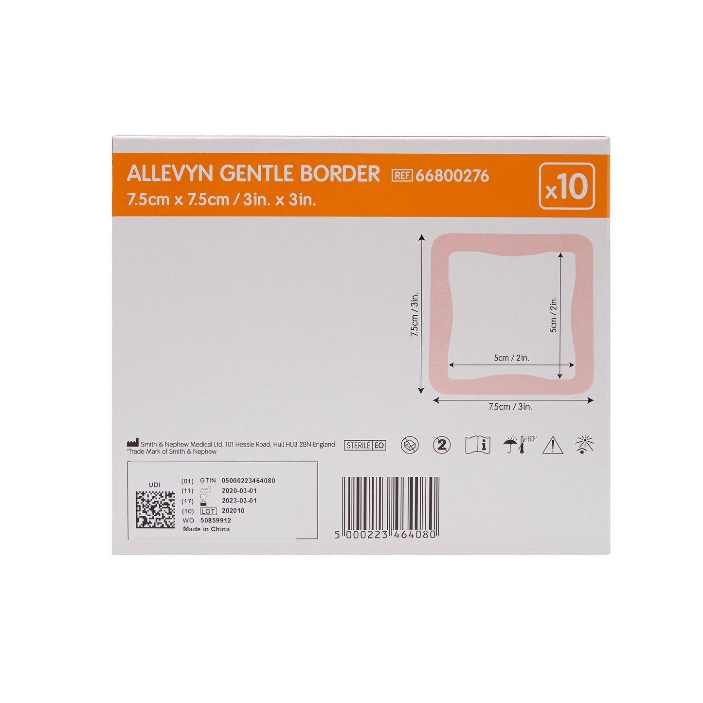 Allevyn Gentle Border Silicone Foam Dressing, 3 x 3 Inch 66800276