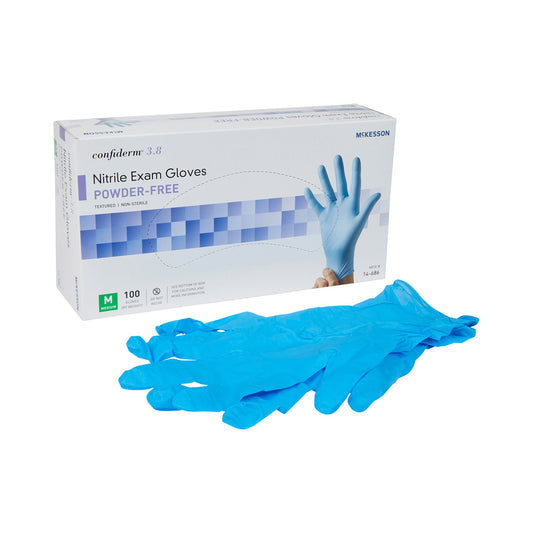 McKesson Confiderm® 3.8 Nitrile Exam Glove, Medium, Blue 14-686