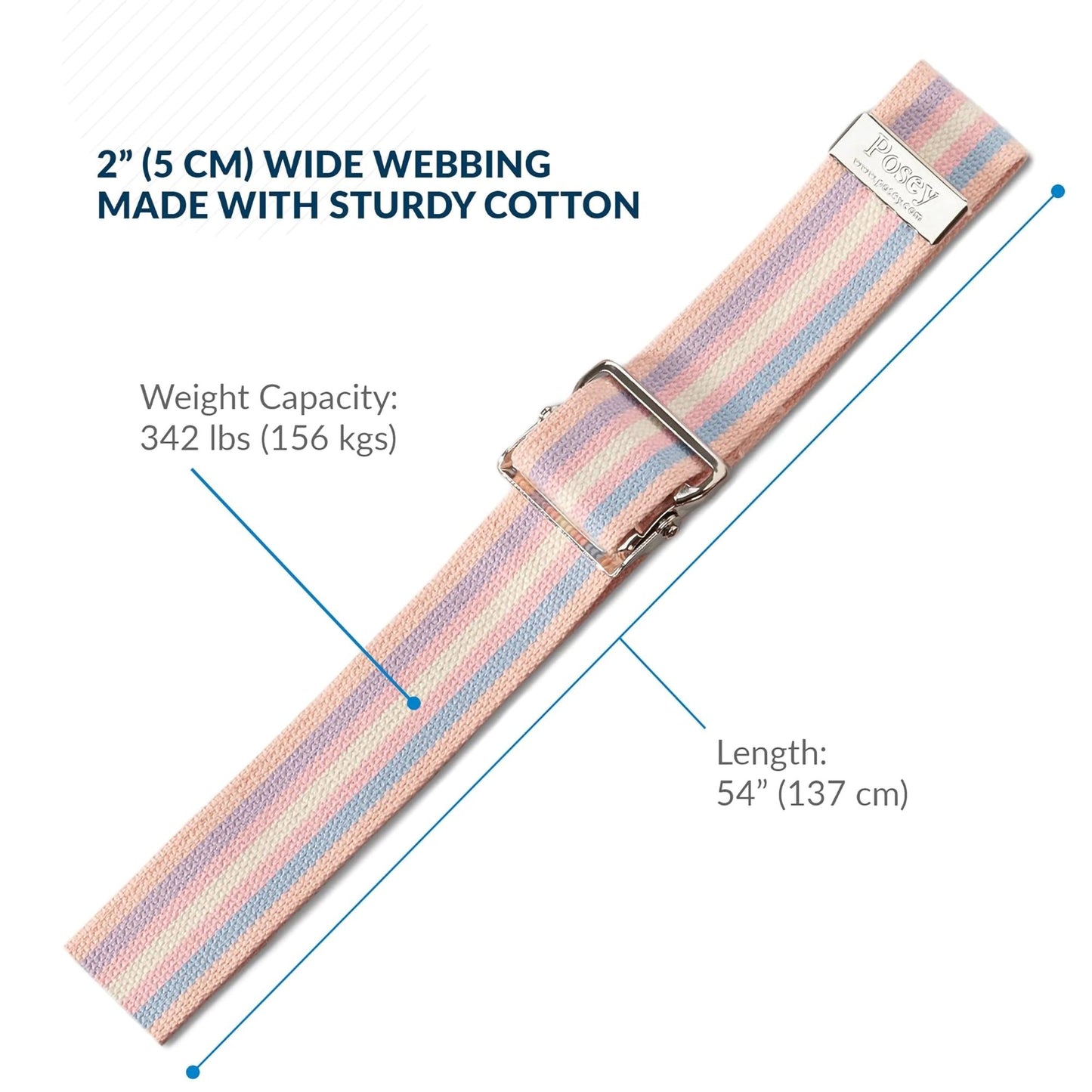 Posey® Gait Belt, Nickel Buckle, Pastel Striped, 54-Inch Length 6531