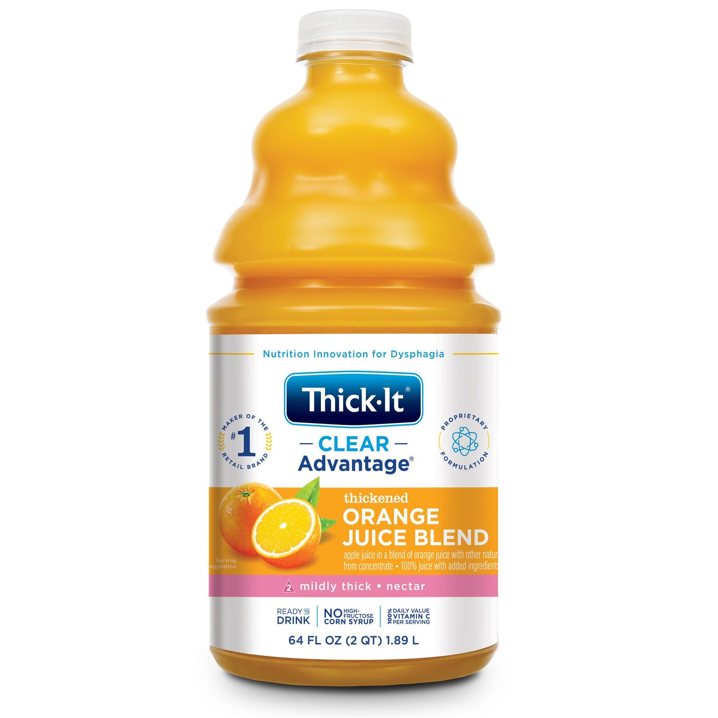 Thickened Beverage Thick-It® Clear Advantage® 64 oz. Bottle Orange Flavor Liquid IDDSI Level 2 Mildly Thick - B477-A5044