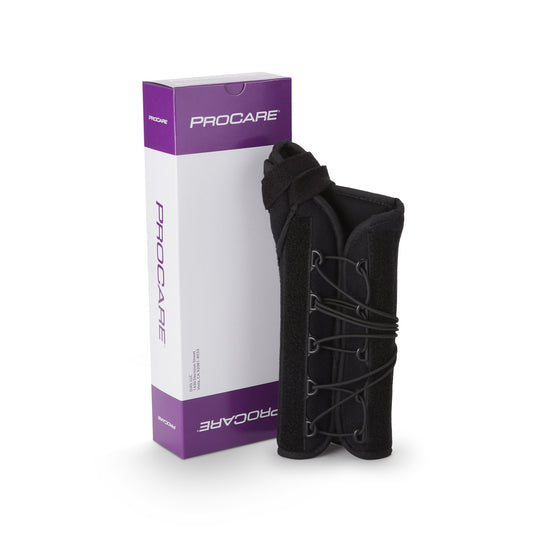 Wrist Brace with Thumb Spica ProCare® Quick-Fit® W.T.O. Aluminum / Foam / Nylon Right Hand Black One Size Fits Most - 79-87480