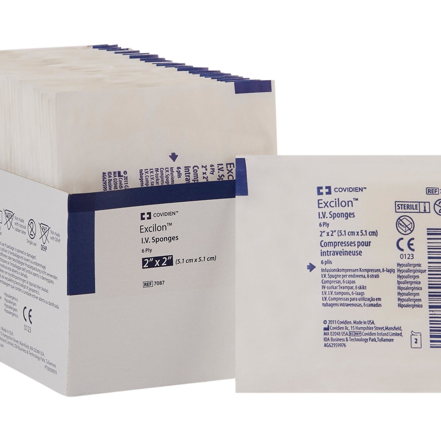 Excilon™ I.V. / Drain Split Dressing, 2 x 2 inch, Six-Ply 7087-
