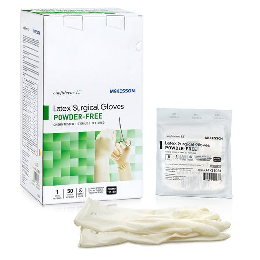 Surgical Glove Confiderm® LT Size 8 Sterile Latex Standard Cuff Length Fully Textured Ivory Chemo Tested - 14-31080