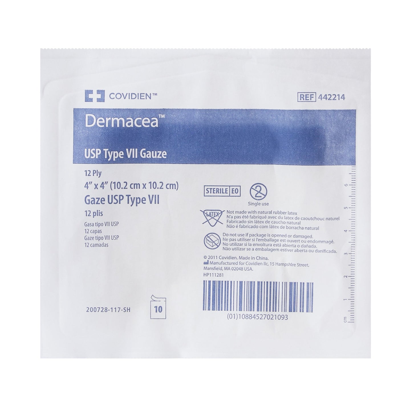 Dermacea™ Sterile USP Type VII Gauze Sponge, 4 x 4 Inch, 12-Ply 442214